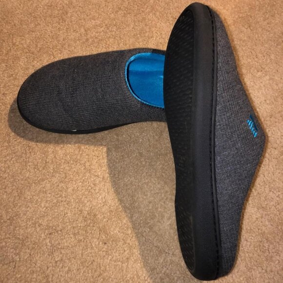 Women Dark Gray-Blue Two-Tone Memory Foam Slipper Closed-Toe Indoor House Shoes - Picture 2 of 8